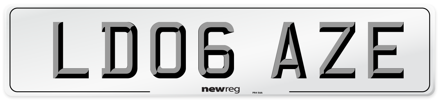 LD06 AZE Number Plate from New Reg